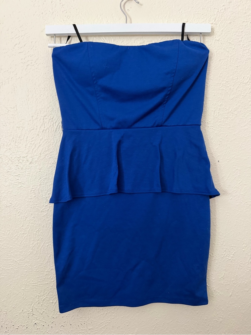 Strapless Peplum Bodycon MiniDress in Royal Blue